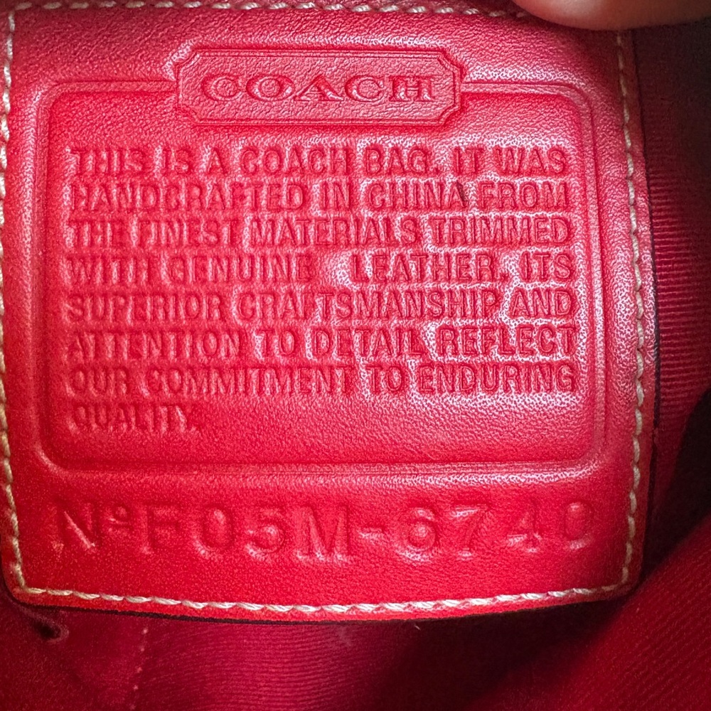 Coach Red Signature Crossbody Bag + Pouch Set Leather Trim - Picture 9 of 10